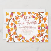 秋離れの感謝祭感謝していディナー 招待状 (正面)