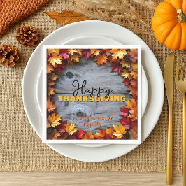 秋離れの木素朴粒の感謝祭 スタンダードカクテルナプキン