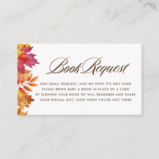 秋離れの赤ちゃんシャワー予約リクエスト エンクロージャーカード (正面)