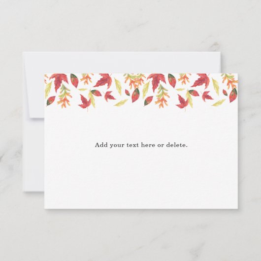 秋離れの赤ちゃんシャワー – サンキューカード (裏面)