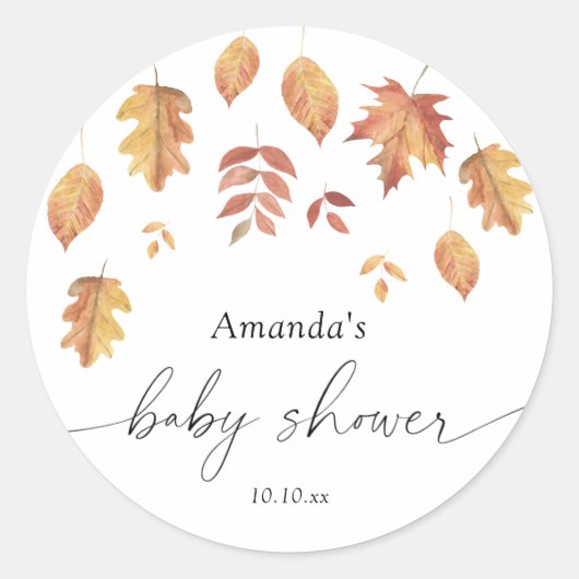 秋離れの赤ちゃんシャワー ラウンドシール (正面)