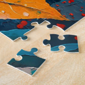 秋離れウッドラ絵を描ンド。紅葉アート ジグソーパズル (側面)