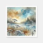 秋霜の降りたの朝の水の色のページ スタンダードカクテルナプキン (正面)