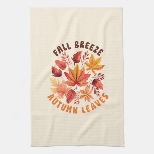 秋風、紅葉-お洒落秋葉 キッチンタオル (縦)