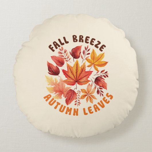 秋風、紅葉-お洒落秋葉 ラウンドクッション (正面)