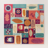 秋飾りヴィンテージ背景画 ジグソーパズル (横)