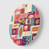 秋飾りヴィンテージ背景画 ラージ壁時計 (傾斜)