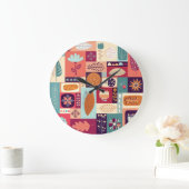 秋飾りヴィンテージ背景画 ラージ壁時計 (ホーム)