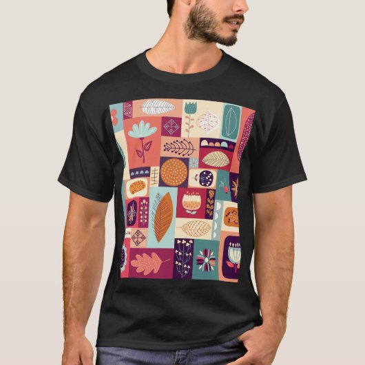秋飾りヴィンテージ背景画 Tシャツ (正面)