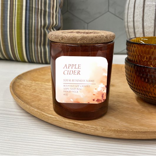 秋香り付きキャンドル水色ラベル スクエアシール