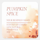 秋香り付きモダンキャンドル水彩ラベル スクエアシール (正面)