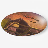 秋馬ハッピーバースデー パーソナライズされた ペーパープレート (アングル)