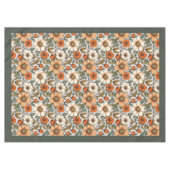 秋魅力的のテラコッタ白い花セージ テーブルクロス (正面(横))