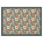 秋魅力的のテラコッタ白い花セージ テーブルクロス (正面(横))