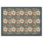 秋魅力的のテラコッタ白い花セージ テーブルクロス (正面(横))