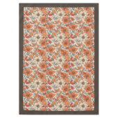 秋魅力的のテラコッタ白い花茶色 テーブルクロス (正面)