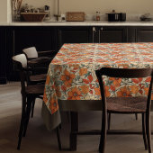 秋魅力的のテラコッタ白い花茶色 テーブルクロス