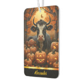 秋魅力的の光白熱［赤熱］光を放つでカボチャの間の牛 カーエアーフレッシュナー (左)