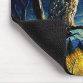 秋魅力的の夜、賢いフクロウと満月 – マウスパッド (コーナー)