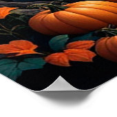 秋魅力的の森でカボチャとコテージ ポスター (角)