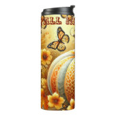 秋魅力的の至福：カボチャ、花、蝶 タンブラー (回転左)