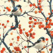 秋魅力的の花鳥付きテーブルクロス テーブルクロス