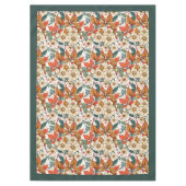 秋魅力的テラコッタ白い花ほこりっぽい緑 テーブルクロス (正面)