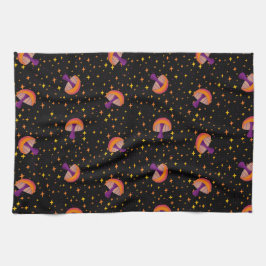 秋魔法きのこ_black キッチンタオル