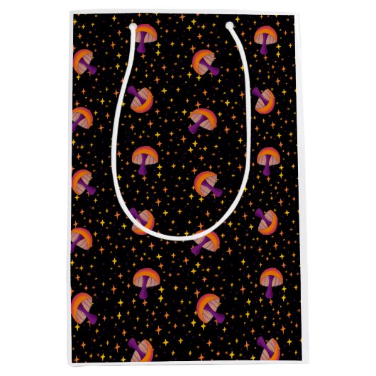 秋魔法きのこ_black ミディアムペーパーバッグ (正面)