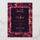 秋魔法ガーデン結婚フローラ金ゴールド 箔招待状 (正面)