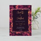 秋魔法ガーデン結婚フローラ金ゴールド 箔招待状 (立ち正面)