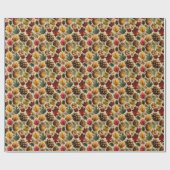 秋鮮やかのピネコーンドングルズ – 赤と緑 ラッピングペーパー (フラット)