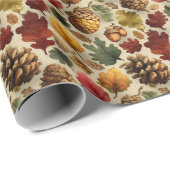 秋鮮やかのピネコーンドングルズ – 赤と緑 ラッピングペーパー (ロールコーナー)