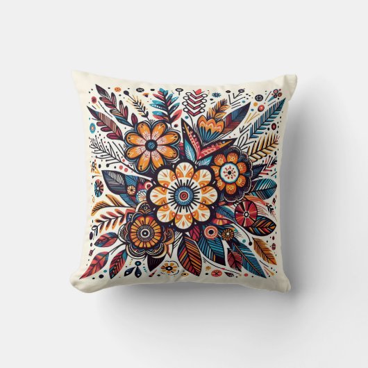 秋鮮やかのフローラ爆発 クッション (正面)