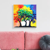 秋鮮やかの木のウォールアート3D数々のカラー キャンバスプリント (インサイチュ (リビング))