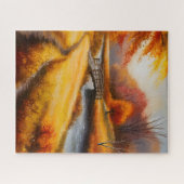 秋鮮やかの森絵を描-秋風景 ジグソーパズル (横)