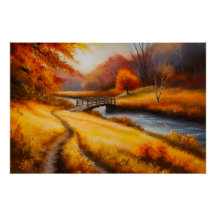秋鮮やかの森絵を描-秋風景