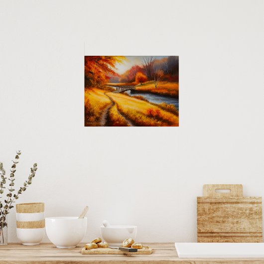 秋鮮やかの森絵を描-秋風景 ポスター (キッチン)