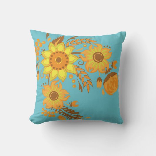 秋鮮やかの花柄 クッション (正面)