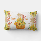 秋鮮やかカボチャ水彩ひまわり緑 ランバークッション (裏面)