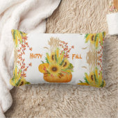 秋鮮やかカボチャ水彩ひまわり緑 ランバークッション (ブランケット)