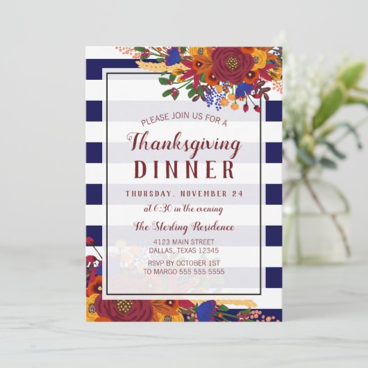 秋鮮やかブーケ感謝祭ディナー 招待状 (スタンド正面)