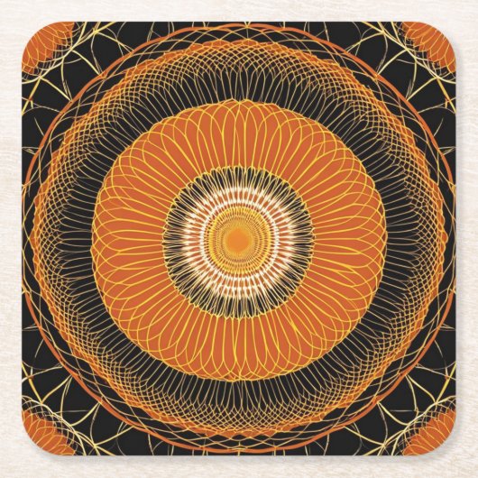 秋鮮やか花 スクエアペーパーコースター (正面)