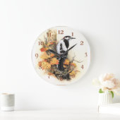 秋鳥美しい ラージ壁時計 (ホーム)