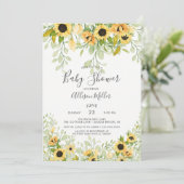 秋黄色ひまわりフローラ赤ちゃんシャワー 招待状 (スタンド正面)