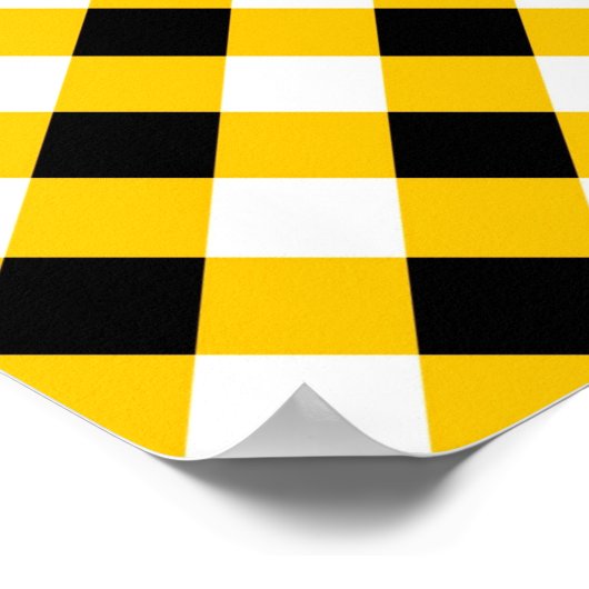 秋黒黄白の格子模様 ポスター (角)