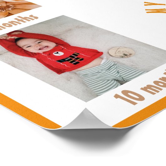 秋1年目の毎月の写真誕生日 ポスター (角)