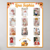 秋1年目の毎月の写真誕生日 ポスター (正面)