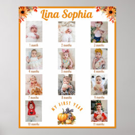 秋1年目の毎月の写真誕生日 ポスター