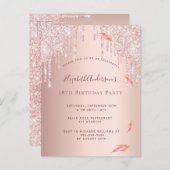 秋18th誕生日バラ金ゴールドグリッター招待 ポストカード (正面/裏面)